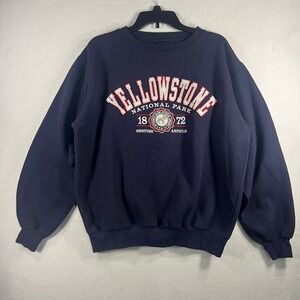 Prairie Mountain Yellowstone National Park Sweatshirt Mens M Graphic Crewneck